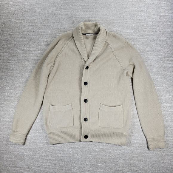 Gap Shawl Collar Cardigan Sweater Size XL Oatmeal Knit Cotton Grandpa Old Money - Picture 8 of 15